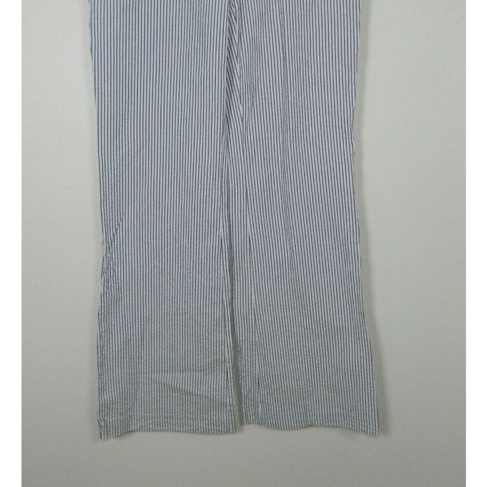 Tory Burch Pants Size 8 Blue White Striped Seersucker Flare Leg - Picture 7 of 12